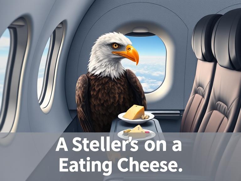 a steller's on a jet eating cheese ai​