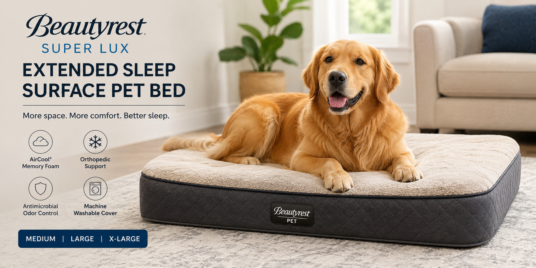 Beautyrest Super Lux Extended Sleep Surface Pet Bed